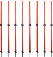 Vinex - 8 telescopische slalomstangen met punt - Slalomstokken - Slalom Poles - 75 tot 150 cm lang - Rood - Ø 31 mm