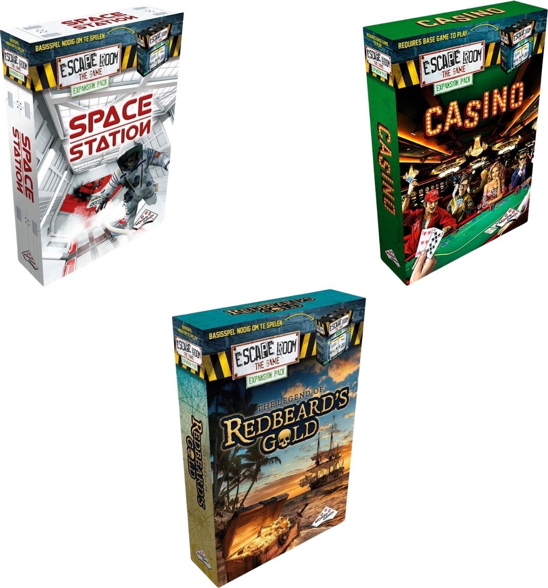 Escape Room Uitbreidingsbundel - 3 Stuks - Space Station & Casino & Redbeard's Gold