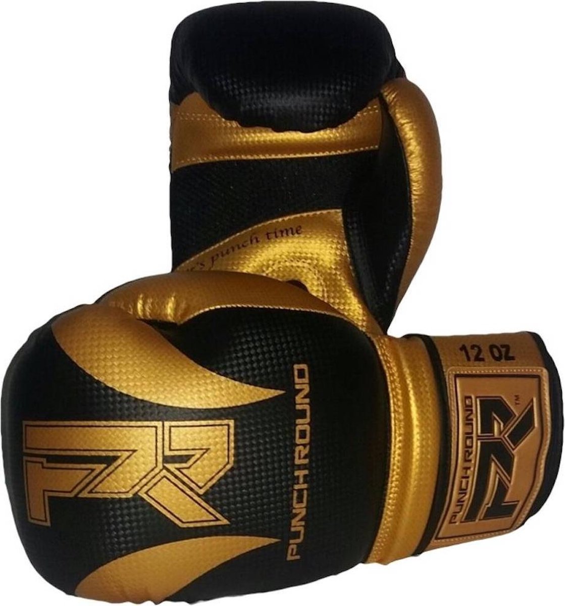 Punch Round Bokshandschoenen SLAM Mat Carbon Zwart Goud 12 OZ Bokshandschoenen