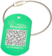 Kofferlabel Aluminium groen met RVS kabel