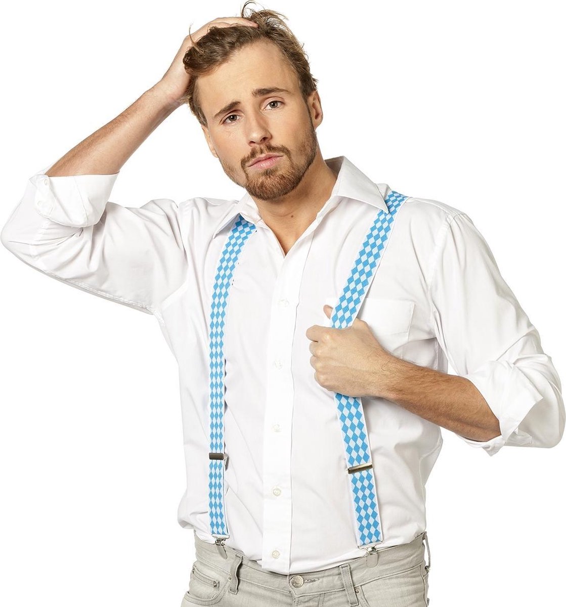 Bretels Bayern ruit blauw/wit