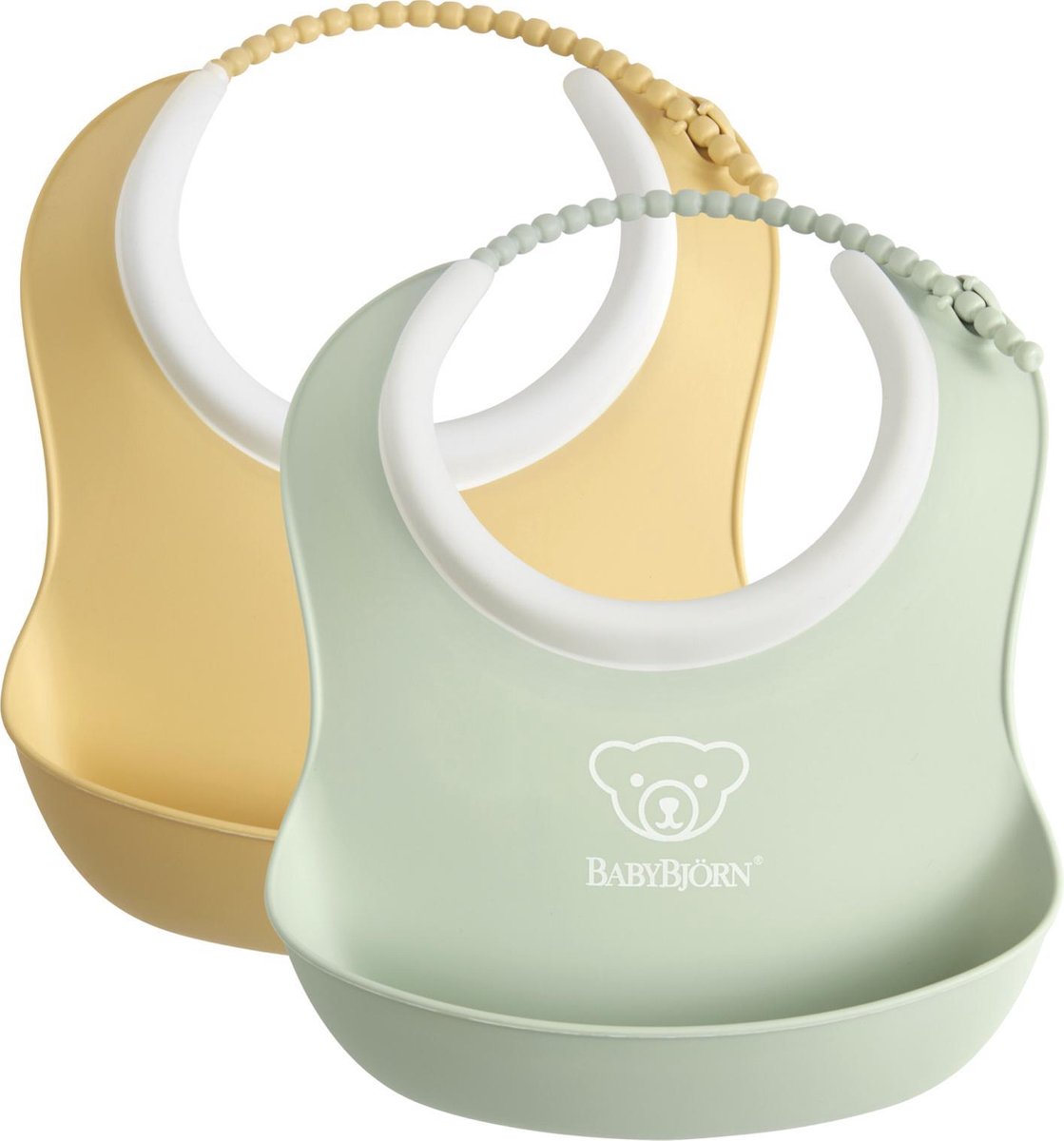 BABYBJÖRN Baby Slabbetje duopack - Pastelgeel-Pastelgroen