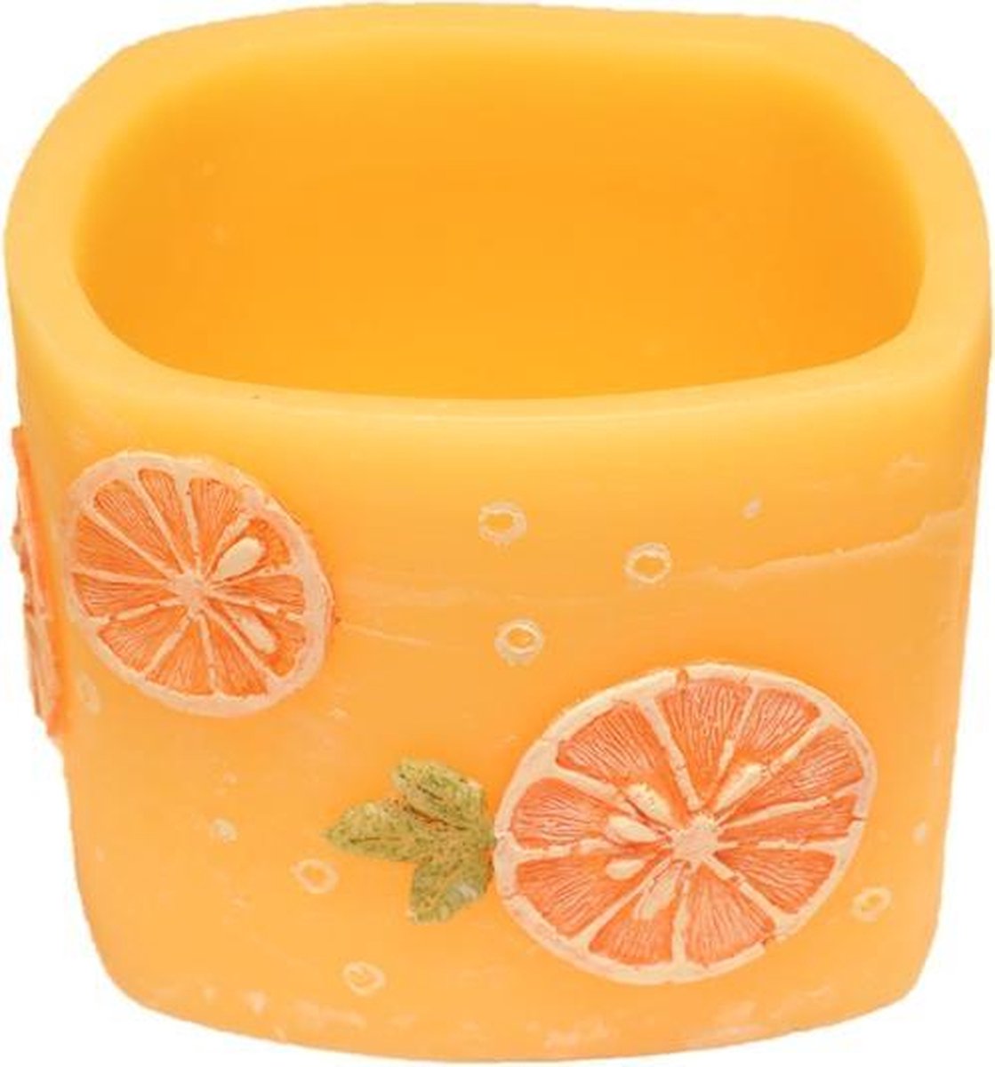 Sinaasappel geurende vierkante wax windlicht 95/130/130 (incl. 1 stuk 3 uurs theelicht)