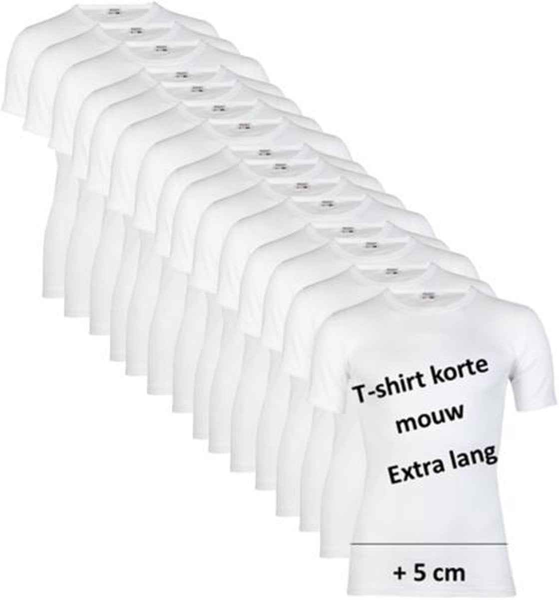 10-pack extra lange heren T-shirts met ronde hals M3000 Wit M