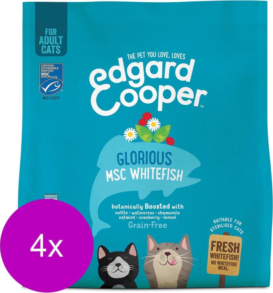 Edgard & Cooper Verse MSC-witvis Brok - Voor volwassen katten - Kattenvoer - 4 x 1.75kg