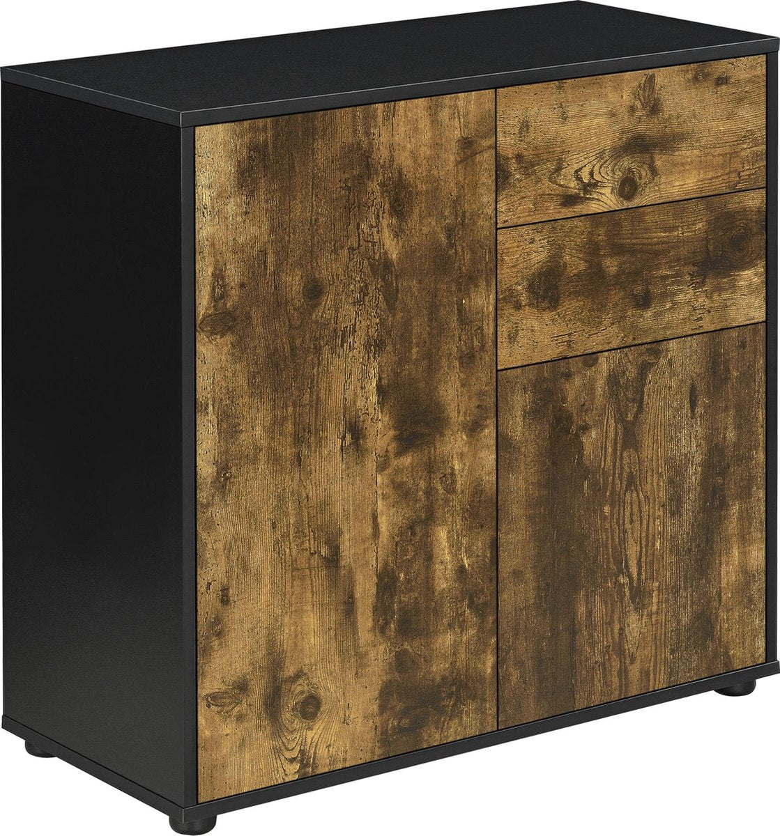 Commode Paarl druk en open 74x79x36 cm zwart en hout donker