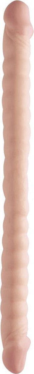 18" Ribbed Double Dong - Flesh - Double Dildos -