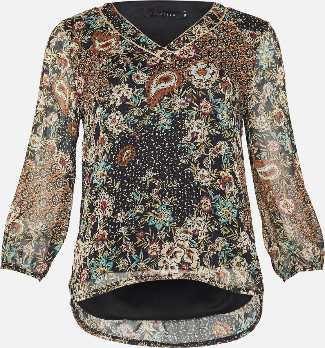 Blouse met paisley print - Zwart