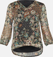 Blouse met paisley print - Zwart