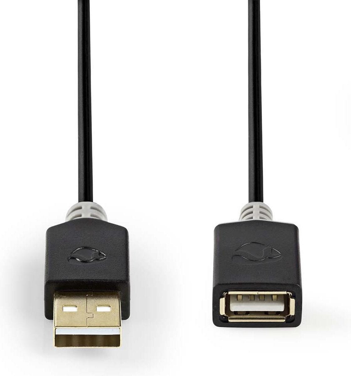 USB-Kabel | USB 2.0 | USB-A Male | USB-A Female | 480 Mbps | Verguld | 2.00 m | Rond | PVC | Window Box