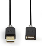 USB-Kabel | USB 2.0 | USB-A Male | USB-A Female | 480 Mbps | Verguld | 2.00 m | Rond | PVC | Window Box