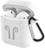 Airpods Hoesje Wit - Siliconen Case Cover voor Apple Airpods - 3 in 1 set met Anti Lost Strap en Haak