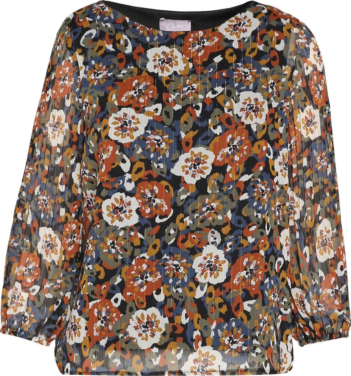Cassis - Blouse in voile met bloemenprint en lurex - Kaki