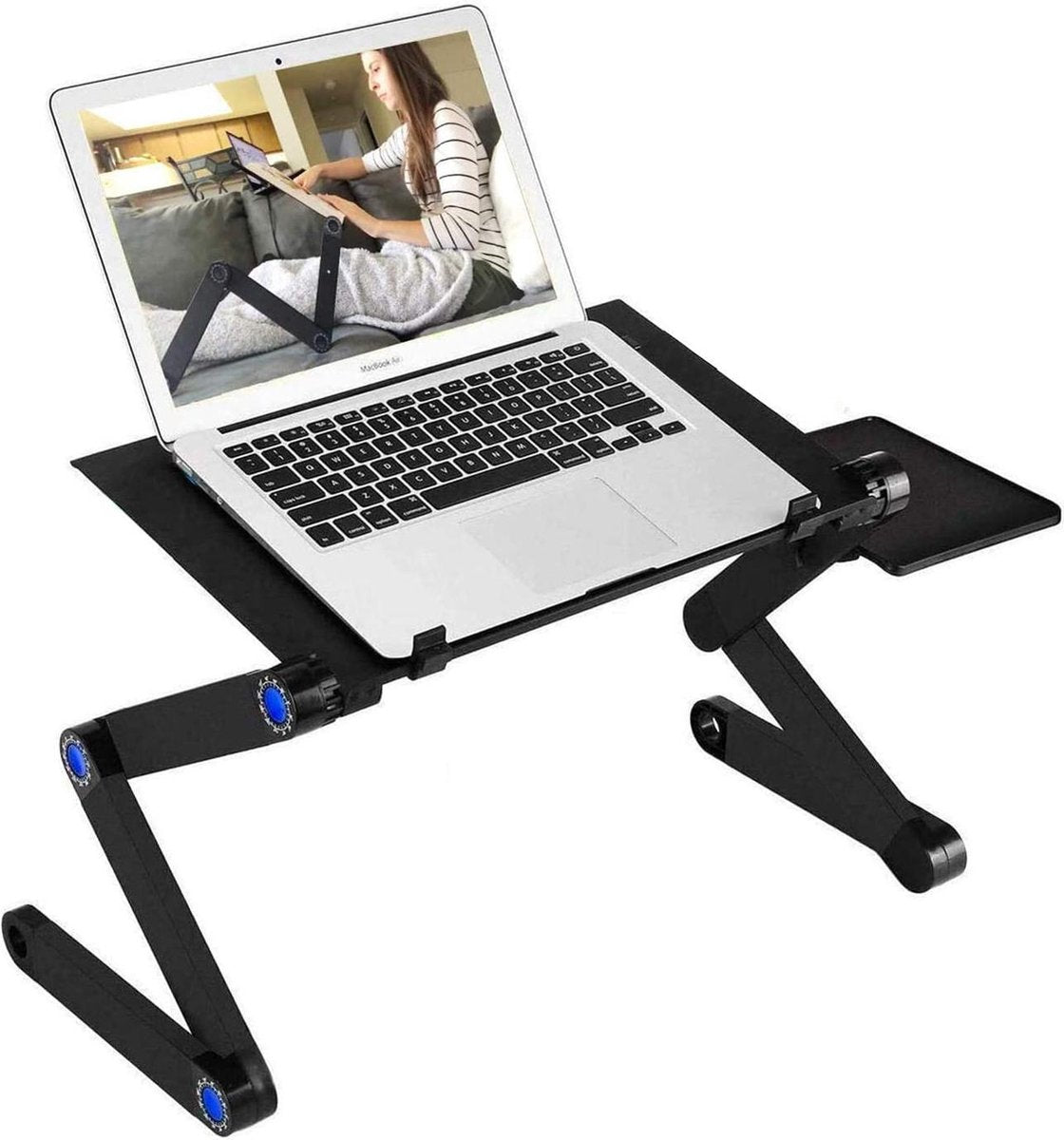 Verstelbare laptop standaard voor bed Aluminium schootwerkstation Bureau met muismat