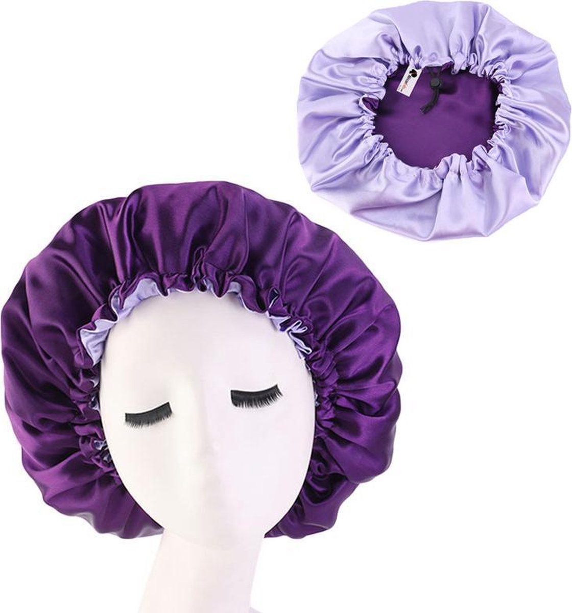 Afabs® Paarse Satijnen Slaapmuts / Hair Bonnet / Haar bonnet van Satijn / Satin bonnet / Afro nachtmuts voor slapen