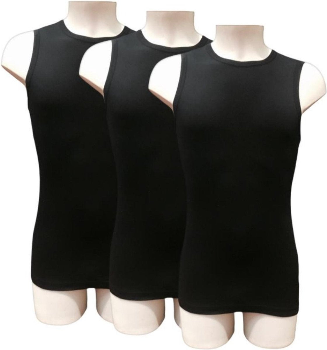 3 Pack Top kwaliteit A-Shirt - Mouwloos - O hals - Zwart - Maat XXL