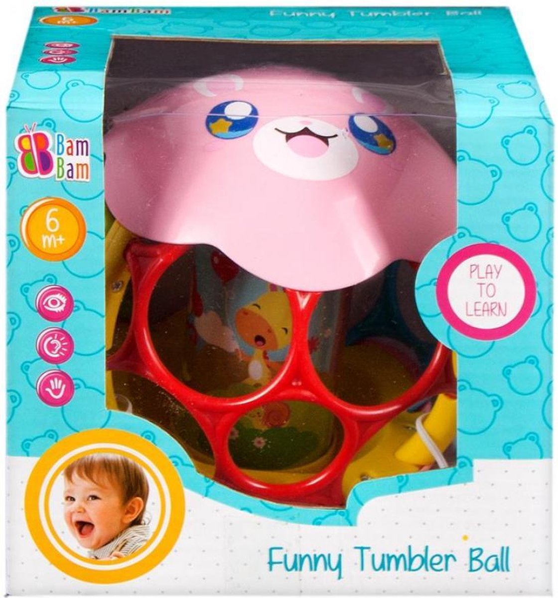 Bam Bam Grappige bal Grijp speelgoed - Rammelaar Bijtspeelgoed baby / peuter - Rood +3m