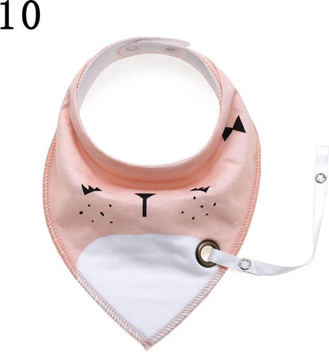 Kraamcadeau - babyshower -   baby slabbetje met speenkoord - zachte stof binnenkant - bandana slabbetje - speenkoort - without lemons - Zalm/wit - chibaa