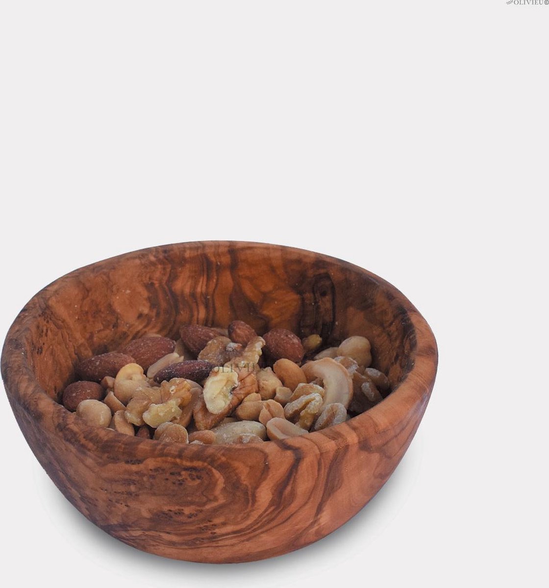 Olivieu ~ Snackschaal ~  Bolieu ~ 14.5 cm ~ Duurzaam Olijfhout ~ Uniek cadeau l  Nootjes ~ Borrelhapjes ~ Serveer Hapjes