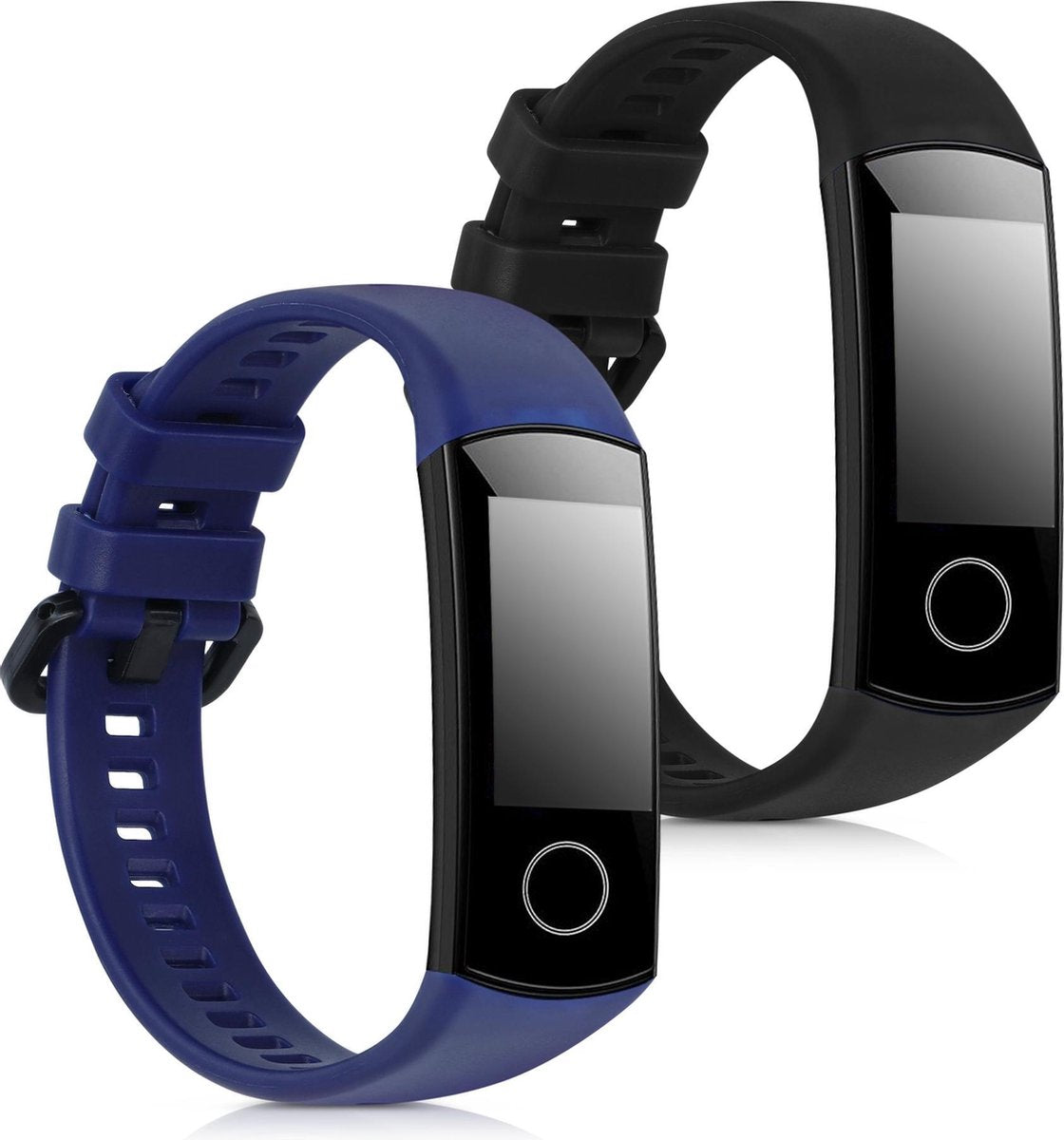 kwmobile 2x horlogeband voor Honor Band 6 - siliconen band voor fitnesstracker - zwart / donkerblauw