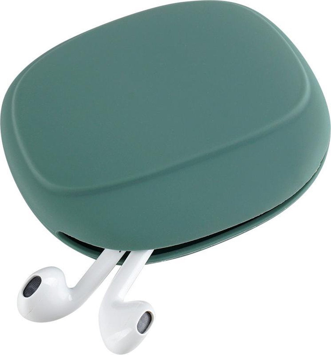 WiseGoods Luxe Hoesje voor Oordopjes - Portemonnee - Earphones of Datakabel - Opbergen Reizen - Compacte Beschermhoes - Groen