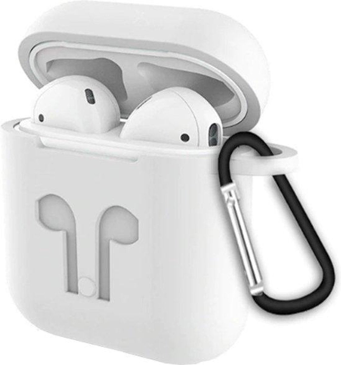 OBS Airpods Hoesje Wit - Siliconen Case Cover voor Apple Airpods - 3 in 1 set!