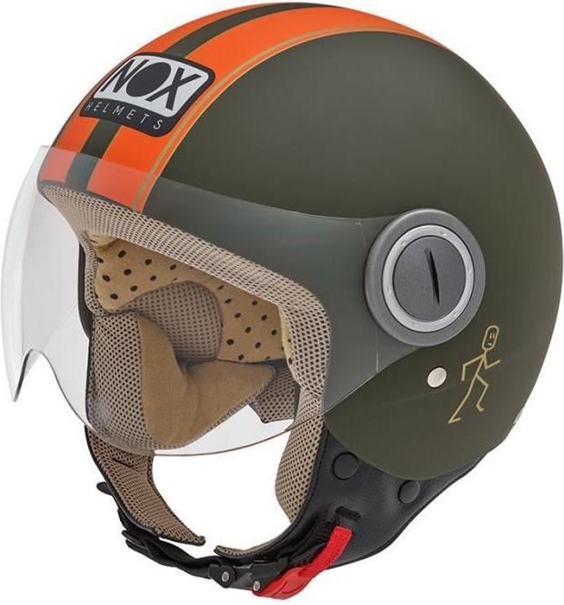 NOX jethelm N210 - Kaki en oranje mat