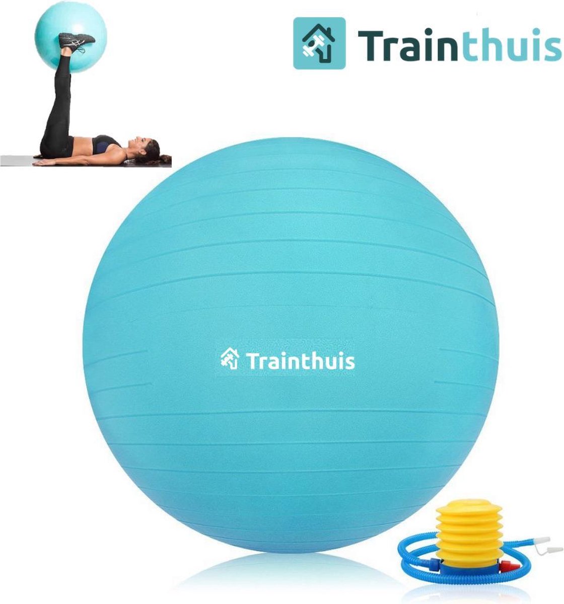 Trainthuis yoga bal - Fitness bal - Swiss Ball - Gym bal - Pilates bal - Zitbal - 65cm - incl pomp
