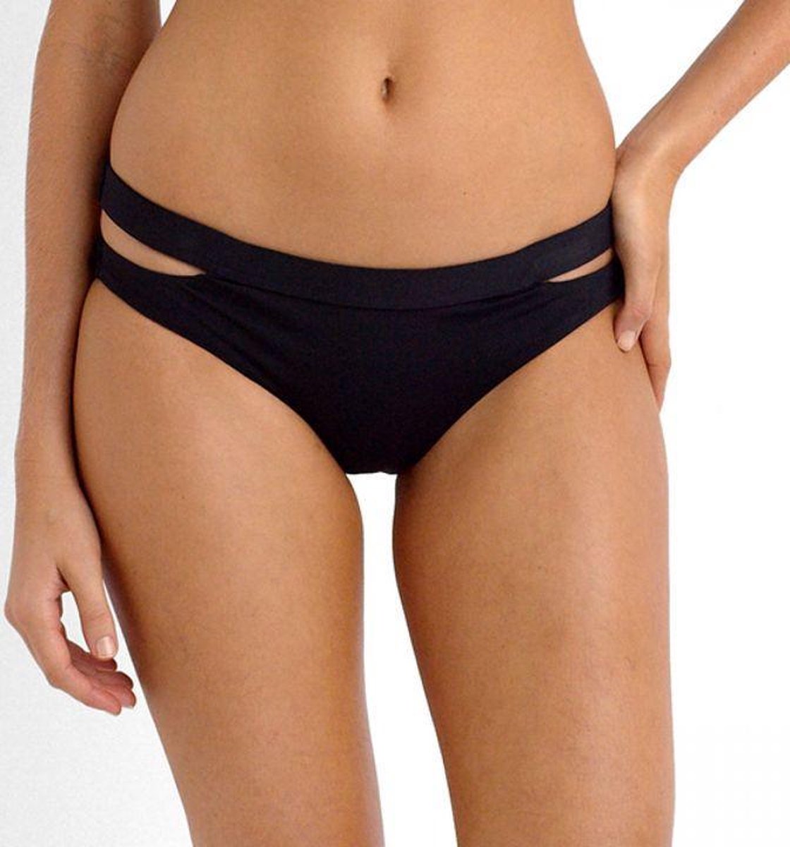 Seafolly Active Split Band Hipster - Dames Bikinibroekje Zwart Maat 34