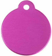 Hondenpenning Rond met lus roze | 1 zijde graveren | Ø 27 mm