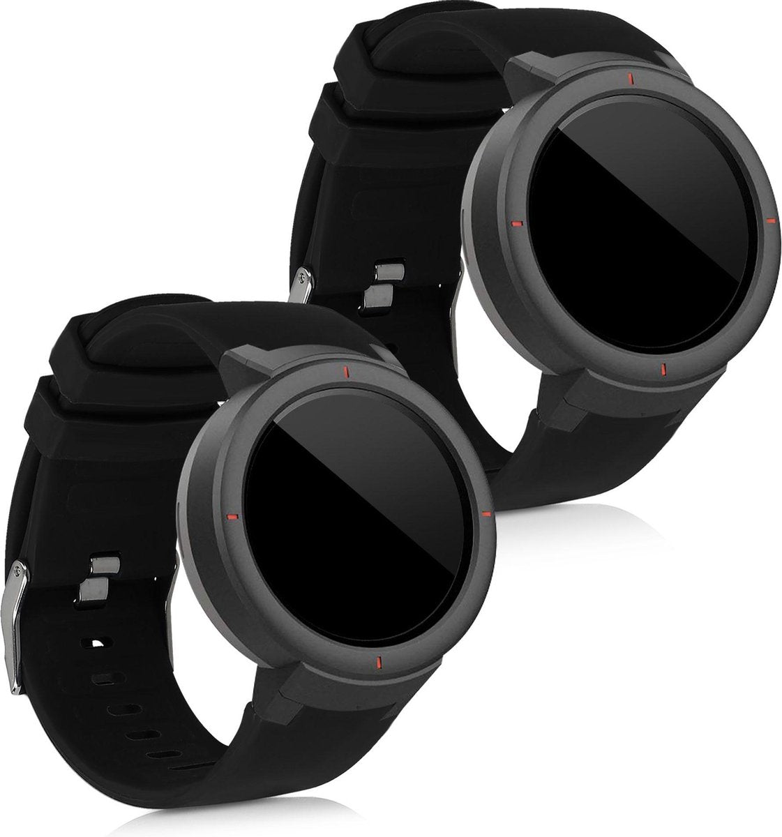 kwmobile 2x horlogeband voor Huami Amazfit Verge - siliconen band voor fitnesstracker - zwart