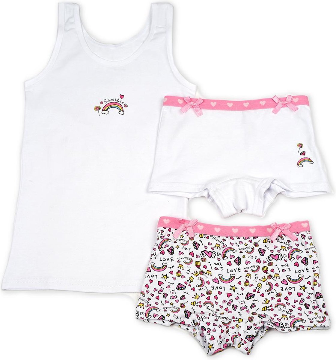 Kinderondergoed Funderwear - Set Sweetie - Wit - Maat 110 - Meisjes