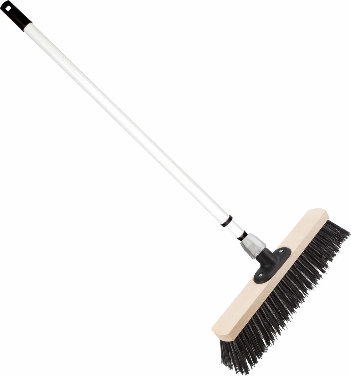 Staaldraad straatbezem/buitenbezem 40 cm met metalen telescoopsteel wit 80 - 130 cm - Harde buitenbezems