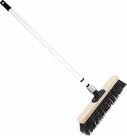Staaldraad straatbezem/buitenbezem 40 cm met metalen telescoopsteel wit 80 - 130 cm - Harde buitenbezems