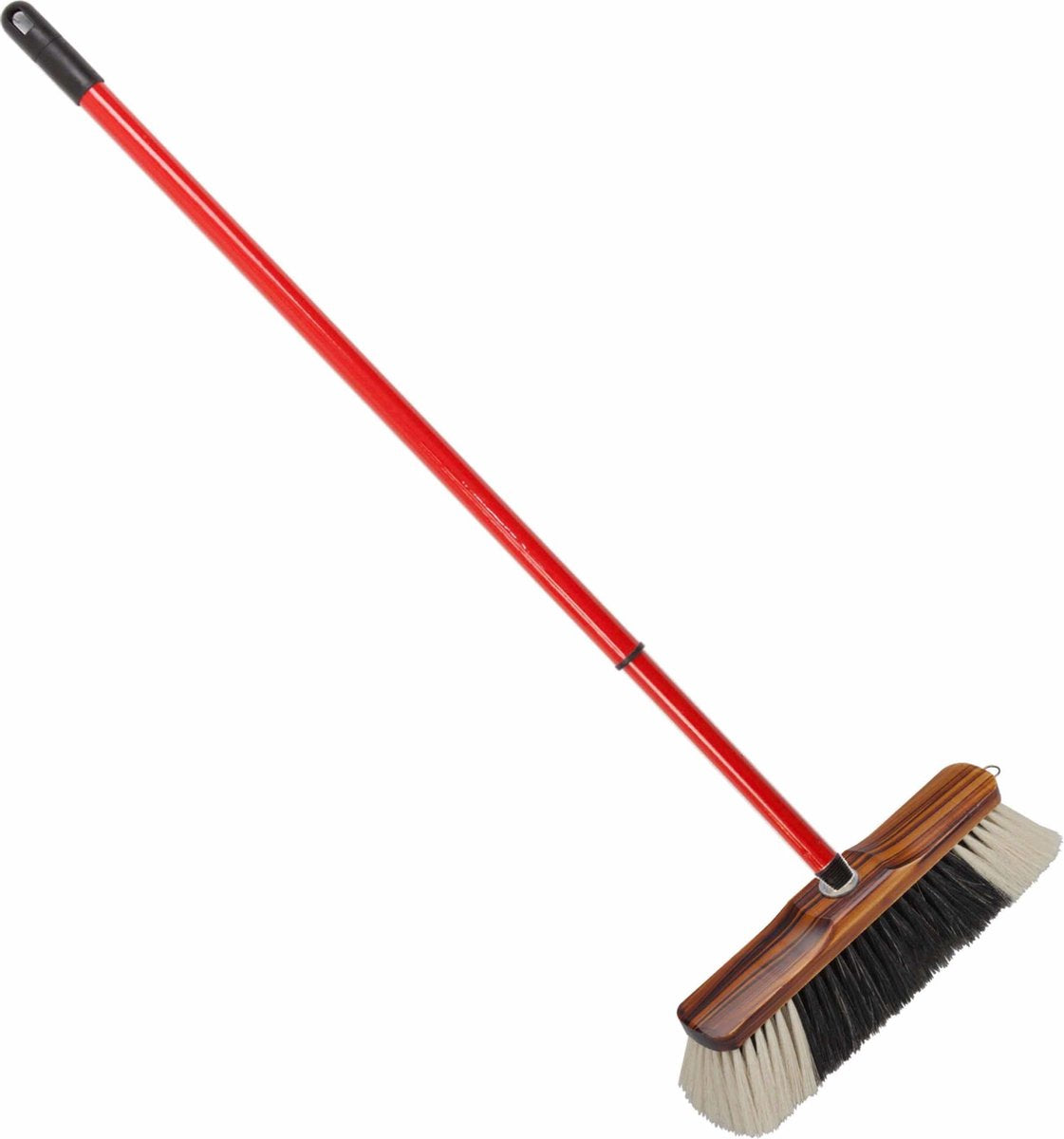 Houten binnenbezem 28 cm inclusief metalen telescoopsteel rood/bruin 80 - 130 cm - Zachte kamerbezems