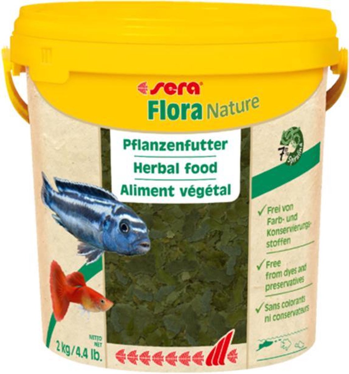 Sera Flora Nature 2 kg Plantenvoeder van vlokken met inhoudstoffen rijk aan vezels een carotenoïden