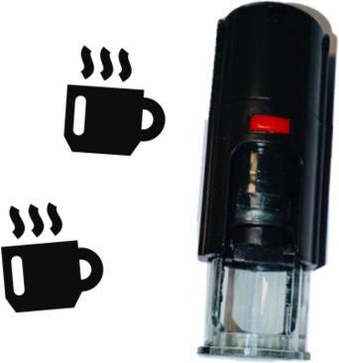 Stempel of Stempeltje van Koffiekop 10mm rond met zwarte inkt