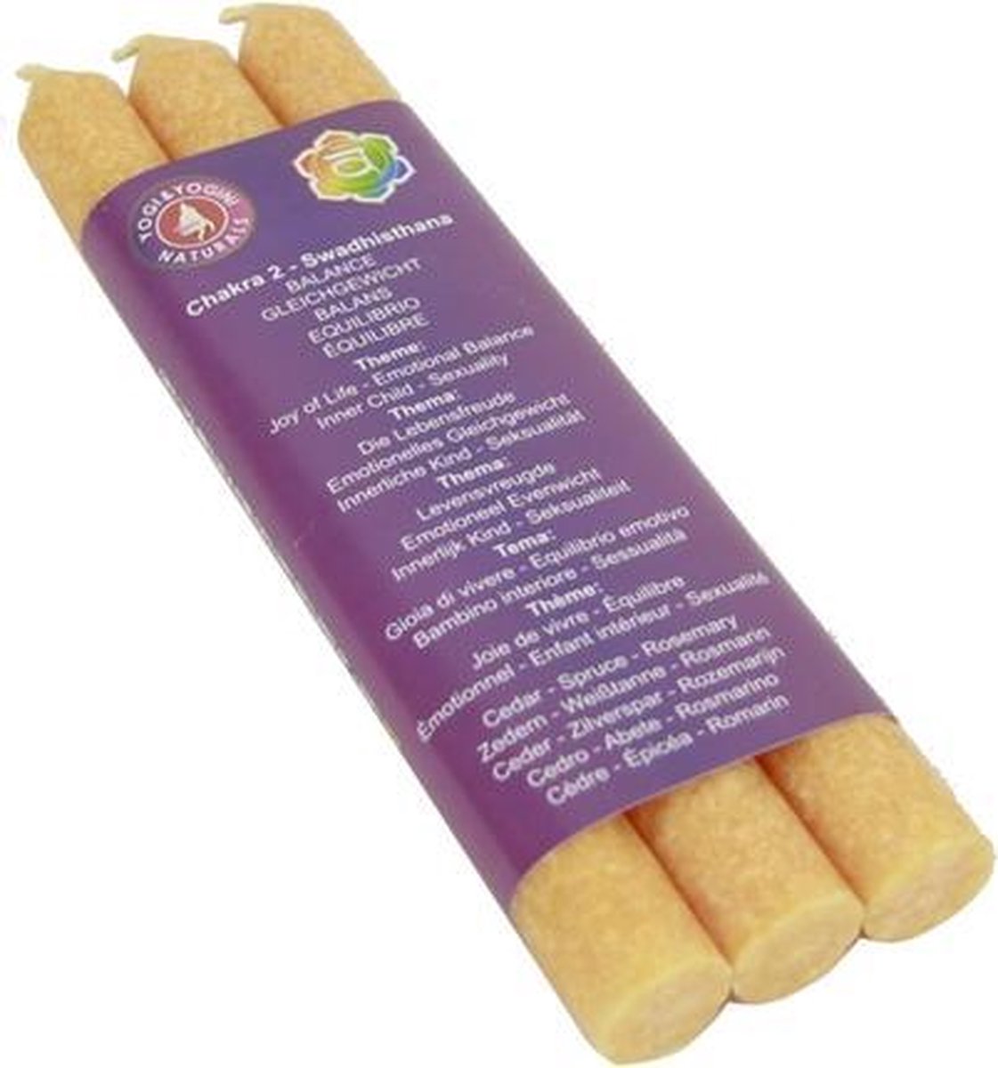 Diner geurkaars 2e chakra Swadhistana x 3 - 21x2.2 cm (3 stuks) - S