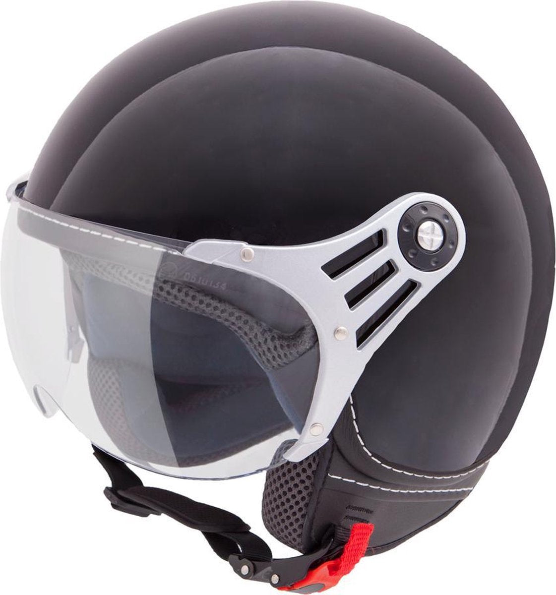 Vinz Stelvio Jethelm Glans Zwart / Scooterhelm / Brommerhelm / Motorhelm / Fashionhelm voor Scooter / Vespa / Brommer / Motor