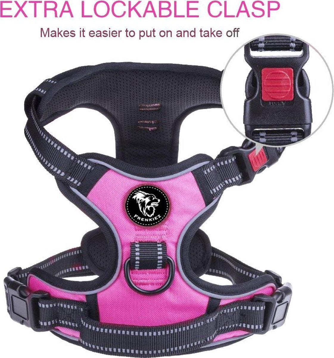 Frenkiez reflective no pull lockable harness