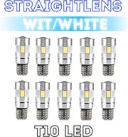 10x T10 Led Canbus HQ Super White Straightlens standlicht - interieurverlichting - nummerplaatverlichting