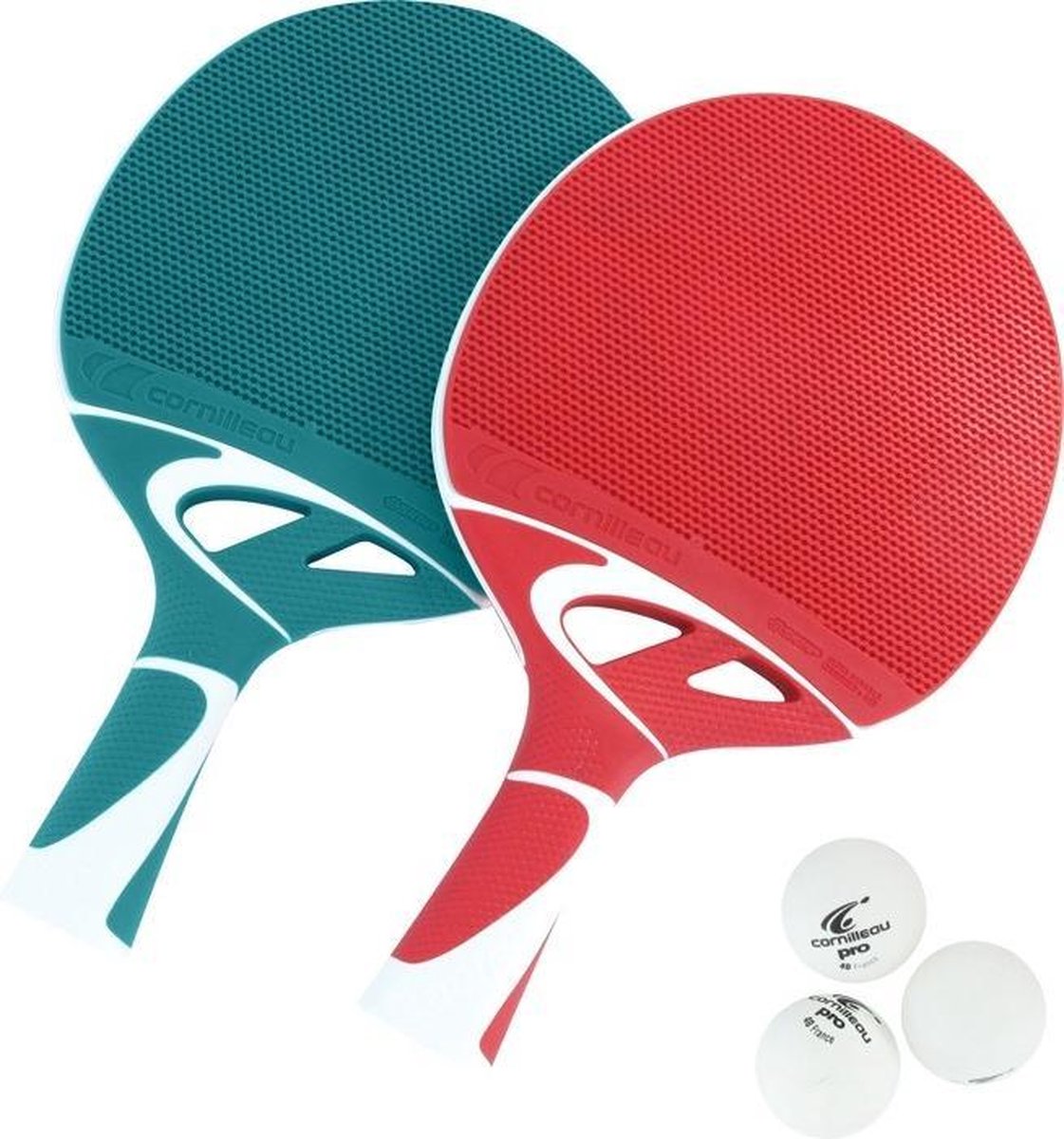 Cornilleau Tafeltennisbat Tacteo Duo Pack Rood/turquoise