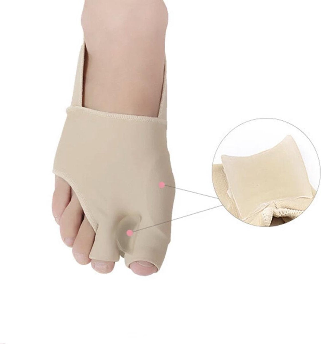 C2H -Universeel Voorvoetsok met hak - Maat S - Hallux Valgus met Bunionbeschermer - grote teencorrector - teenspreider - teenbeschermer