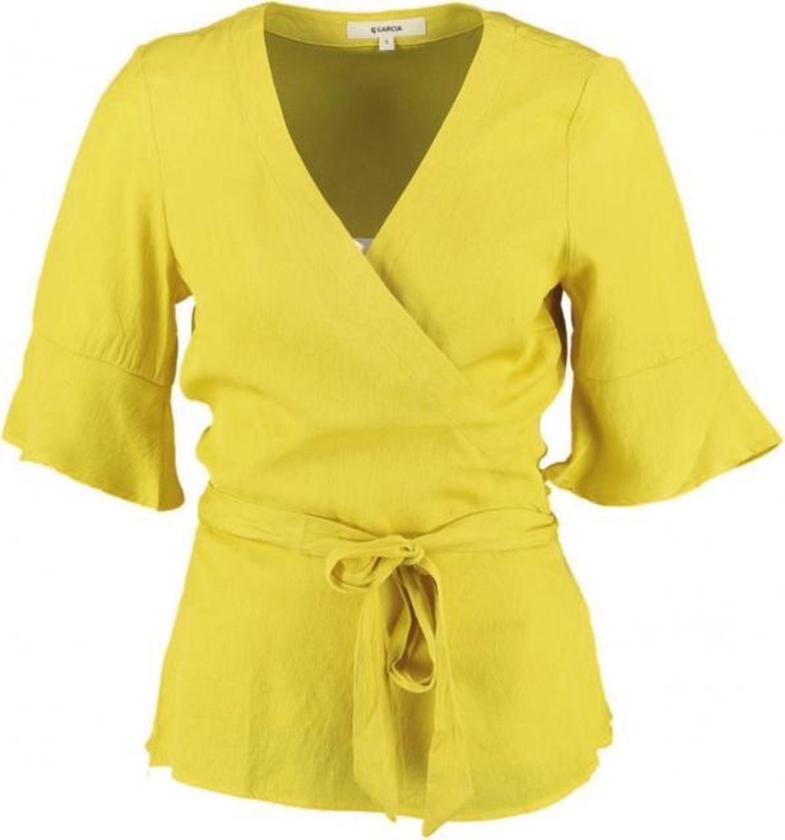 Garcia gele soepele overslag blouse van stevig viscose polyester - valt kleiner - Maat S