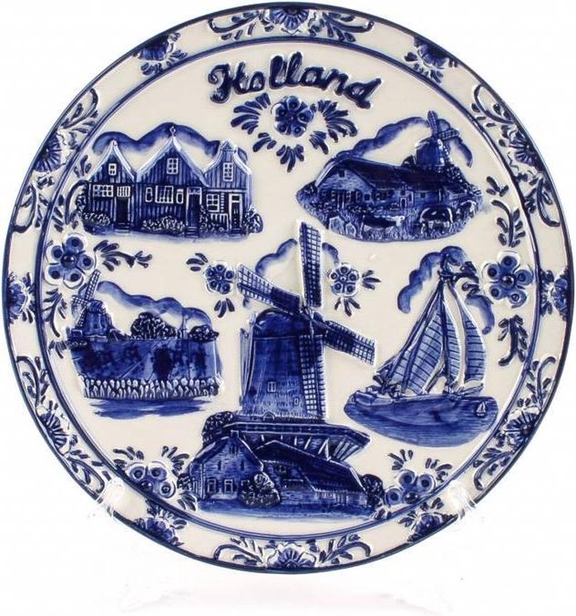 Delfts Blauw Embossed Bord 20 Cm Holland - Souvenir
