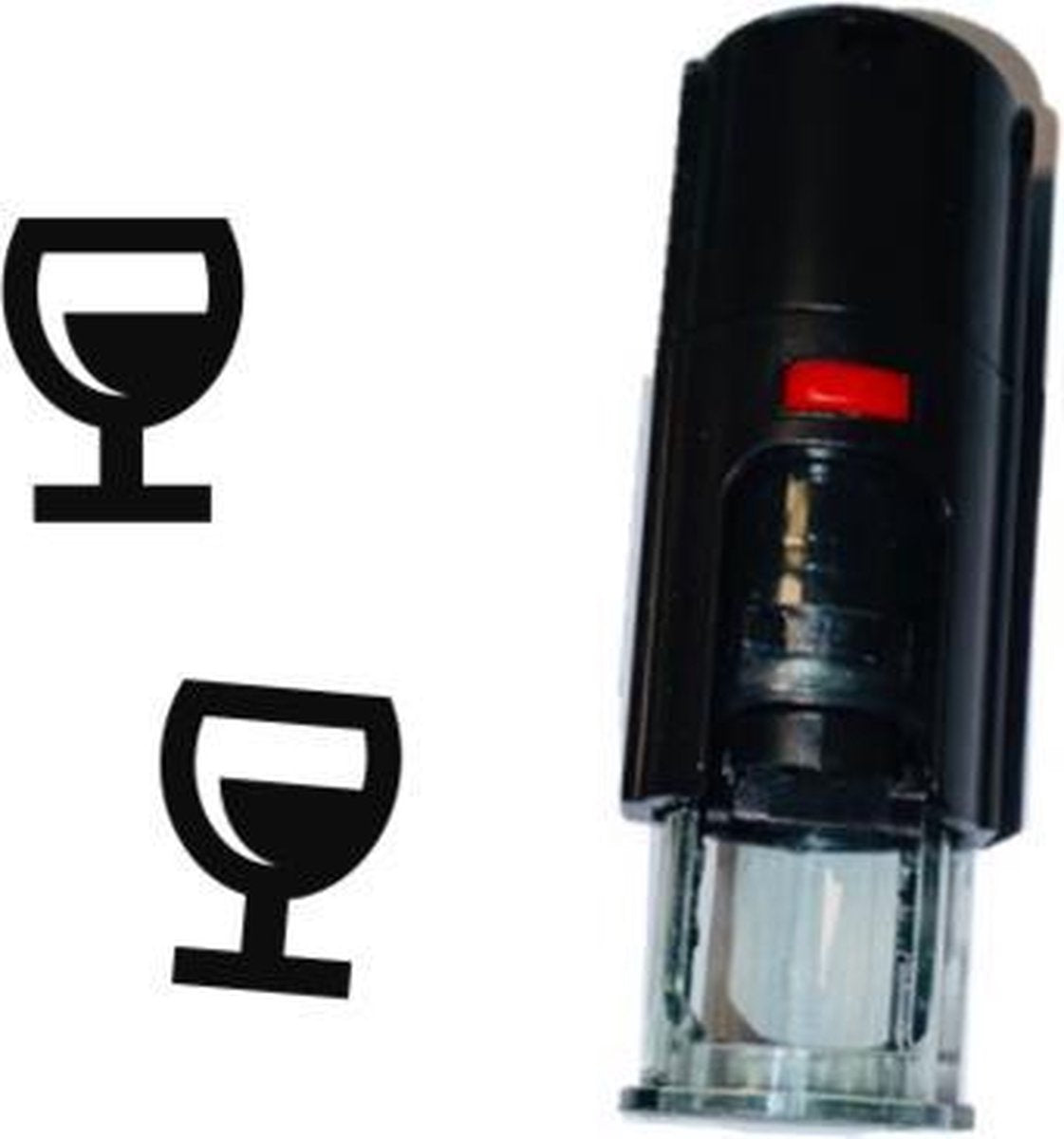Stempel of Stempeltje van Glas Wijn 10mm rond met zwarte inkt