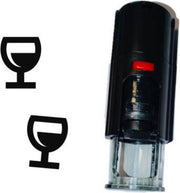 Stempel of Stempeltje van Glas Wijn 10mm rond met zwarte inkt