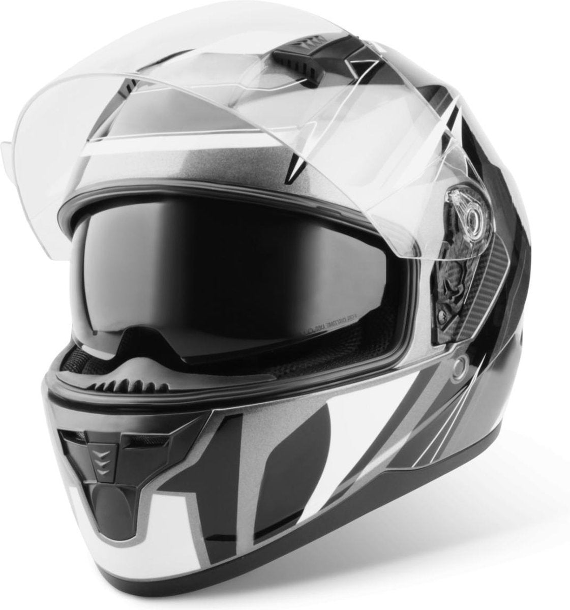 Vinz Pilgrim Integraalhelm met Zonnevizier / Motorhelm / Scooter helm / Brommerhelm – Mat Wit