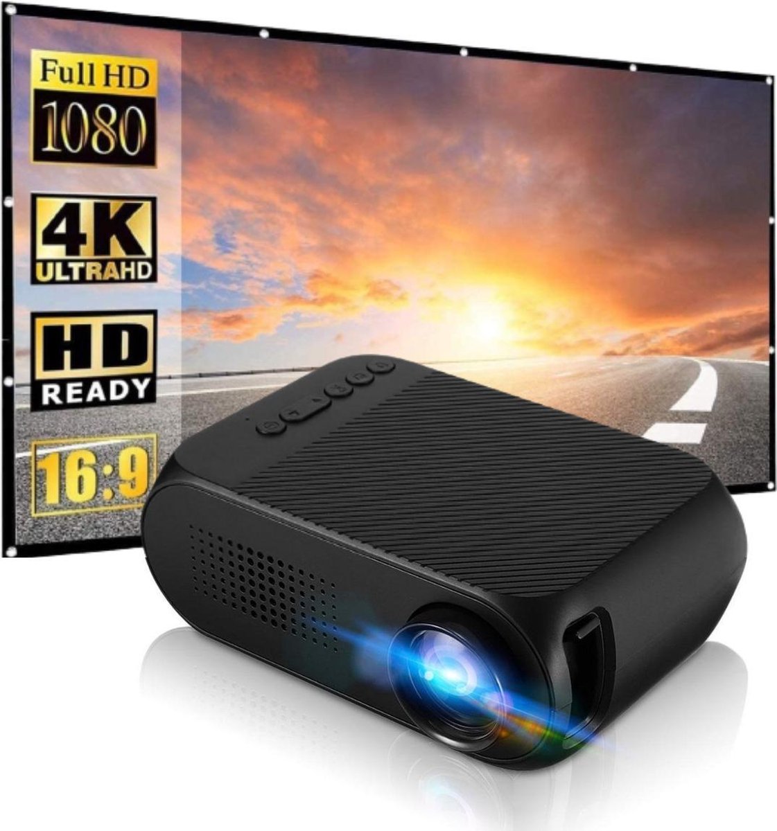 Logivision W04 Mini HD Beamer - 600 Lumens - Mini Projector - Afstandsbediening - Inclusief GRATIS Projectiescherm