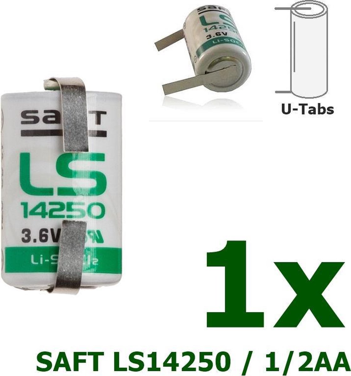 U-soldeerlipjes SAFT LS14250 / 1/2AA Lithium batterij 3.6V